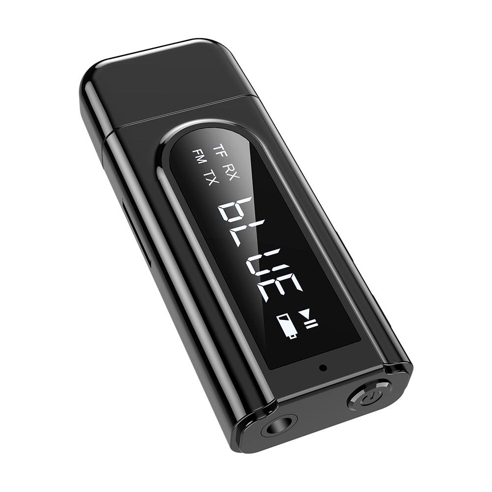 

2-в-1 Bluetooth 5.0 передатчик приемник автомобильный светодиодный передатчик FM модулятор TF кард-ридер стерео качество звука с удобным чёрный