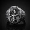 European and American Style Domineering Men's Ring, Nostalgic Warrior Oval Trend Ring