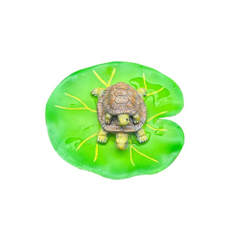 Ornements Flottants Feuille de Lotus Résine Grenouille Tortue Figurines Pour Jardin Étang Piscine Statue Décoration