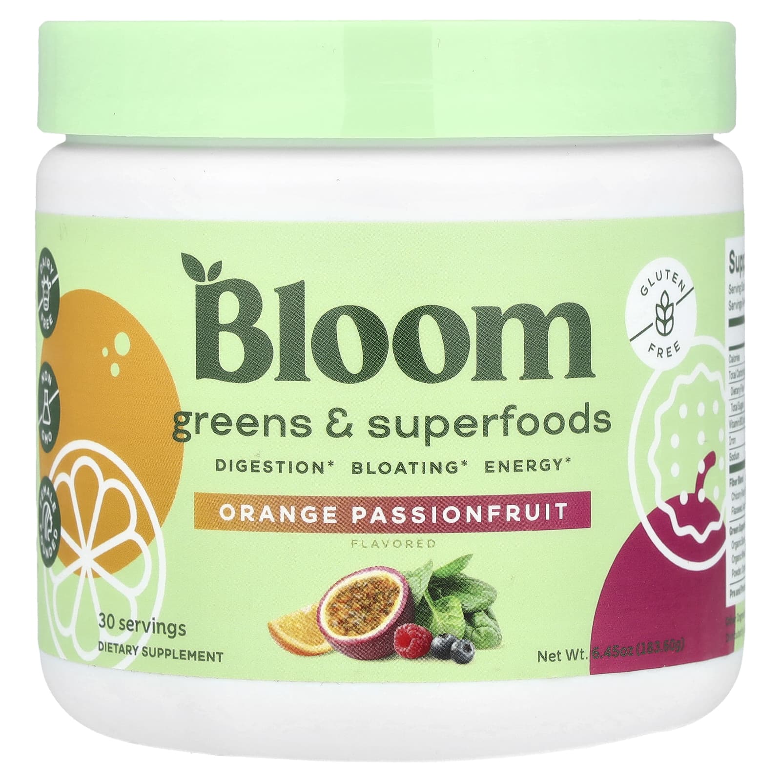 

Bloom, Green & Superfood, Orange Passionfruit, 6.45 oz (183.60 g)