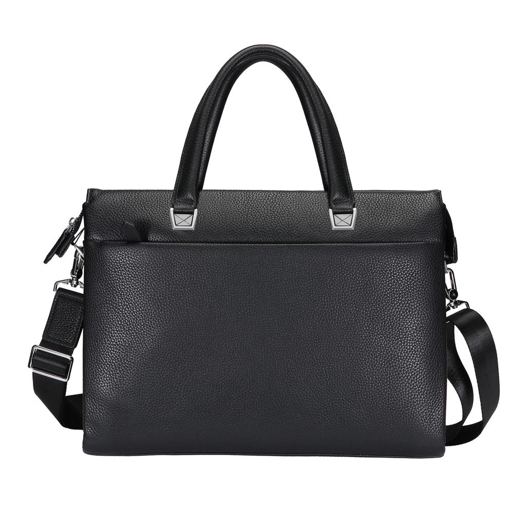 Balidiya Genuine Leather Business Briefcase, 14-inch Laptop Bag, Women's and Men's Large Capacity, Waterproof, Shoulder Bag for Job Hunting,