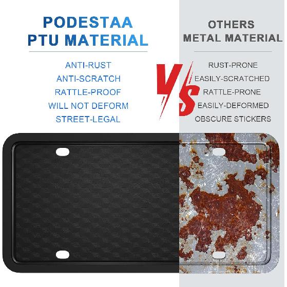 1 Pack License Plate Frames, TPU Black Car Licence Plates Frame Holder for Men and Women - Front & Rear Plate Frame Protector with Screw Kit