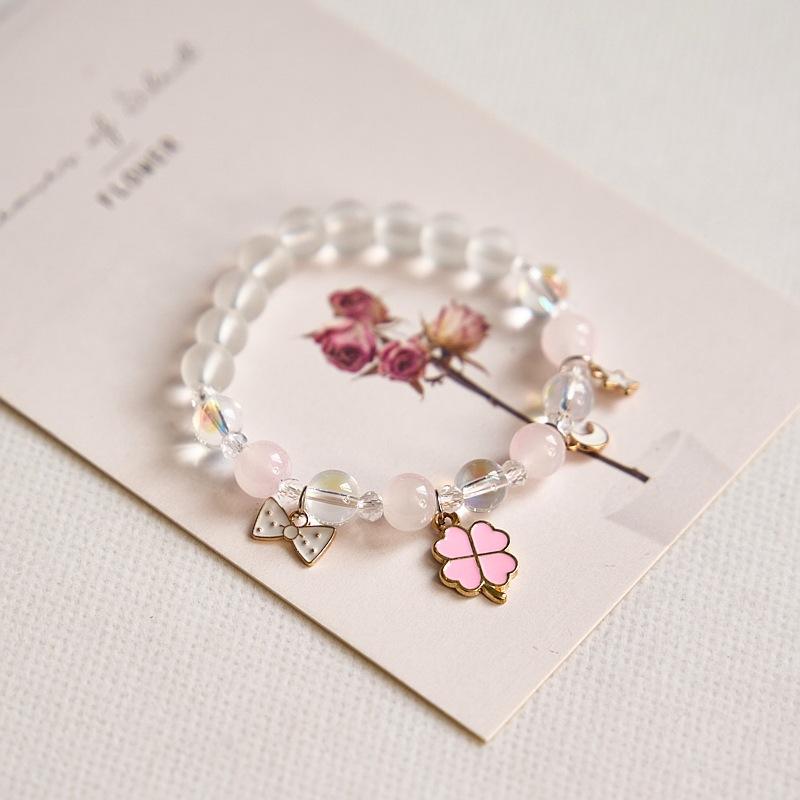 Year Sweet Cute Cat Crystal Beaded Bracelet Girls, Girlfriend Student Bracelet Wholesale