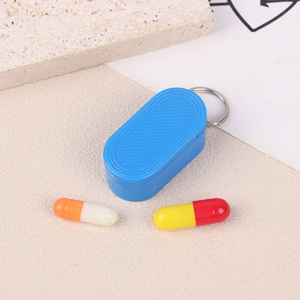 Plastic Pills Cases Keychain Moistureproof Organizer Mini Pocket Pill Box Storage Box Daily Keychain Pill Holder Outdoor