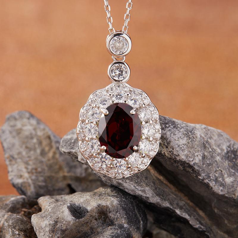 Color Treasure Schmuck Natürlicher Topas Peridot Granat Amethyst Anhänger Halskette Damen S925 Sterling Silber