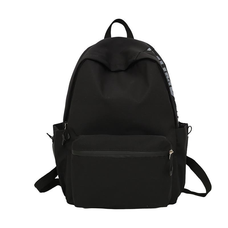 Solid Color Gender-neutral Nylon Backpack Casual Large-capacity Schoolbag Junior High School Student College Student Class Backpack