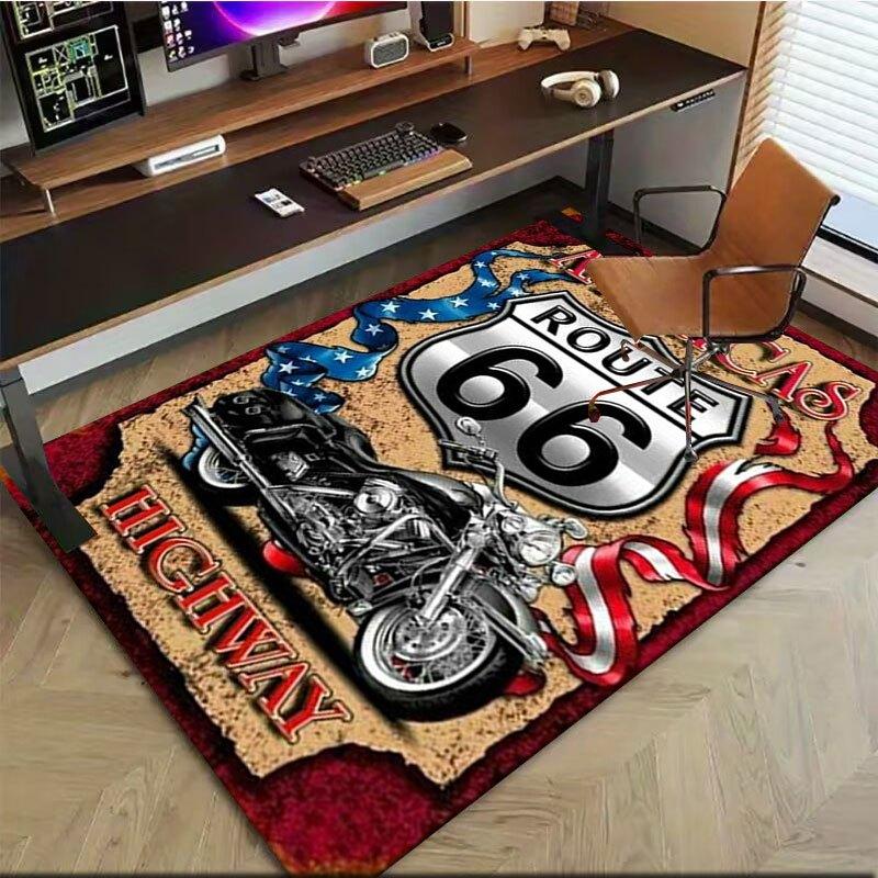 "Americas Route 66 Highway Metal Sign Motorcycle Decor"Office Mat Home Decor Office Desk Chair Rugs Chair Carpet for Office Chair Mat Gift F