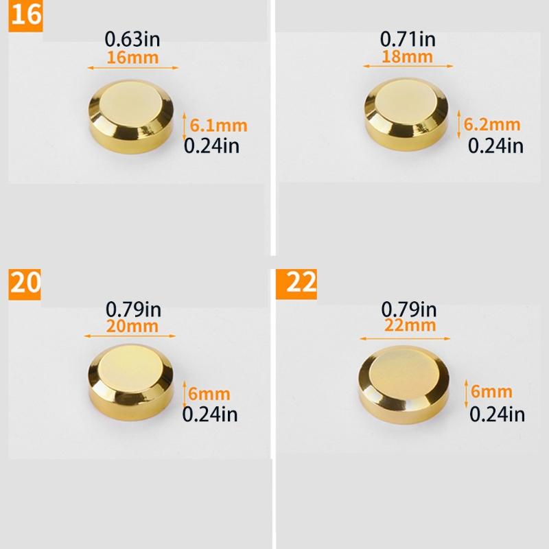 4Pcs Mirror Screw Decorative Cap Nail Cap Brass Golden Silver Bright Surface for Sign Board Diameter 12/14/16/18/20/22mm