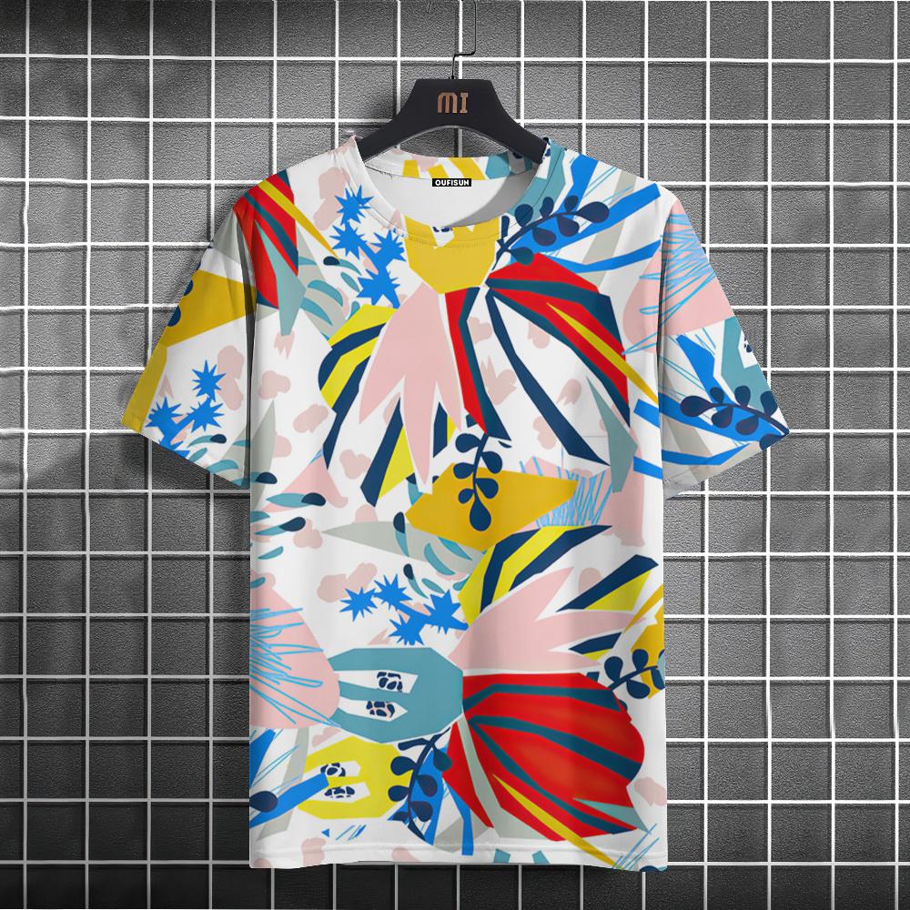 

Чоловіча футболка в гавайському стилі, повсякденний пуловер для чоловіків з принтом кокосової пальми, літній вільний світшот з круглим вирізом, чоловічий, щоденний, з короткими рукавами 2XL