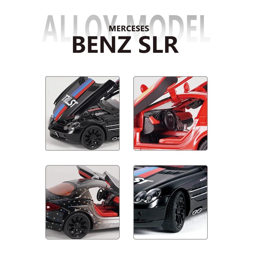 1/24 Mercedes-Benz SLR Legierungsauto Modell Sound und Licht Pull Back Kinderspielzeug Sammlerstücke Geburtstagsgeschenk