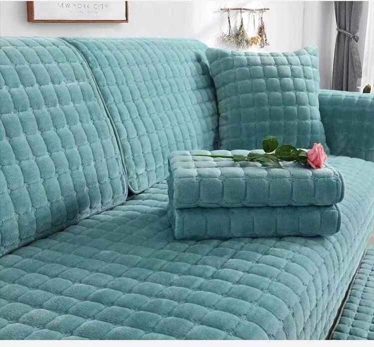 Mote Ensfarge Tykk Flanell Plysj Sofa Håndkle Myk Fløyels Sofatrekk for Sofa Anti-skli Sofatrekk for Stue