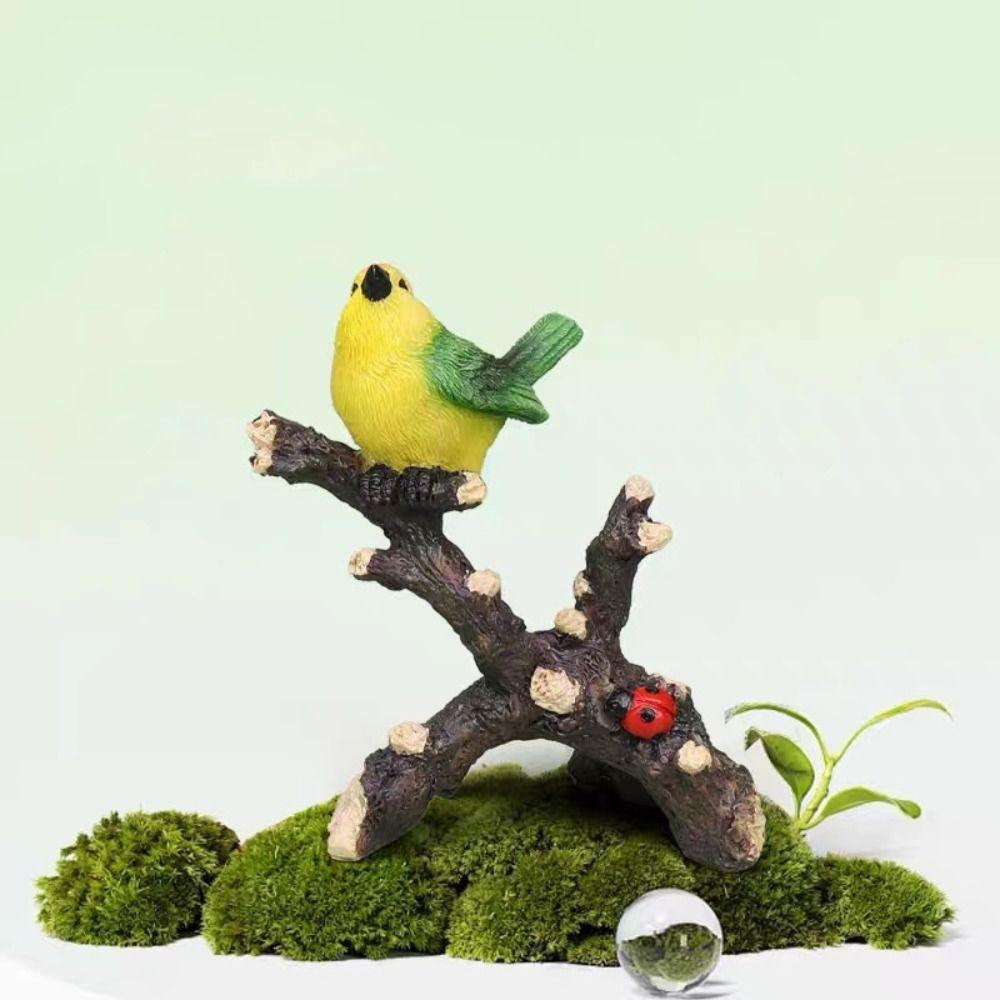 Resin Magpie Bonsai Statue Cartoon Animal Sculpture Crafts Miniatures Figurine Potted Plant