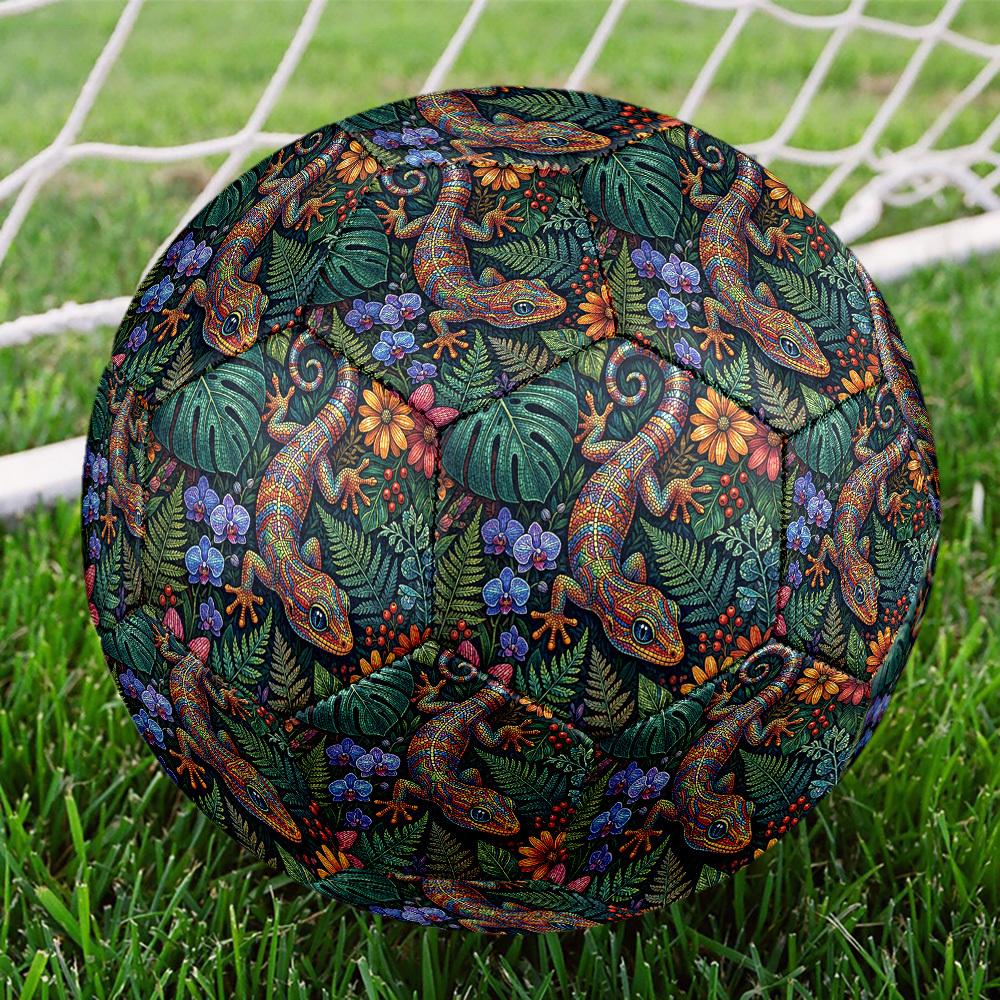 1pc Colorful Gecko Garden Theme Soccer Ball Football, Size 5, Lightweight PVC, Durable Outdoor Training Soccer Ball, Gift M61486