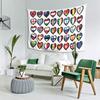 Eurovision Song Contest Flaggen Herzen Wandteppich Dekoration Kunst Ästhetische Wandteppiche für Schlafzimmer Zuhause Wandtuch Wandbehang