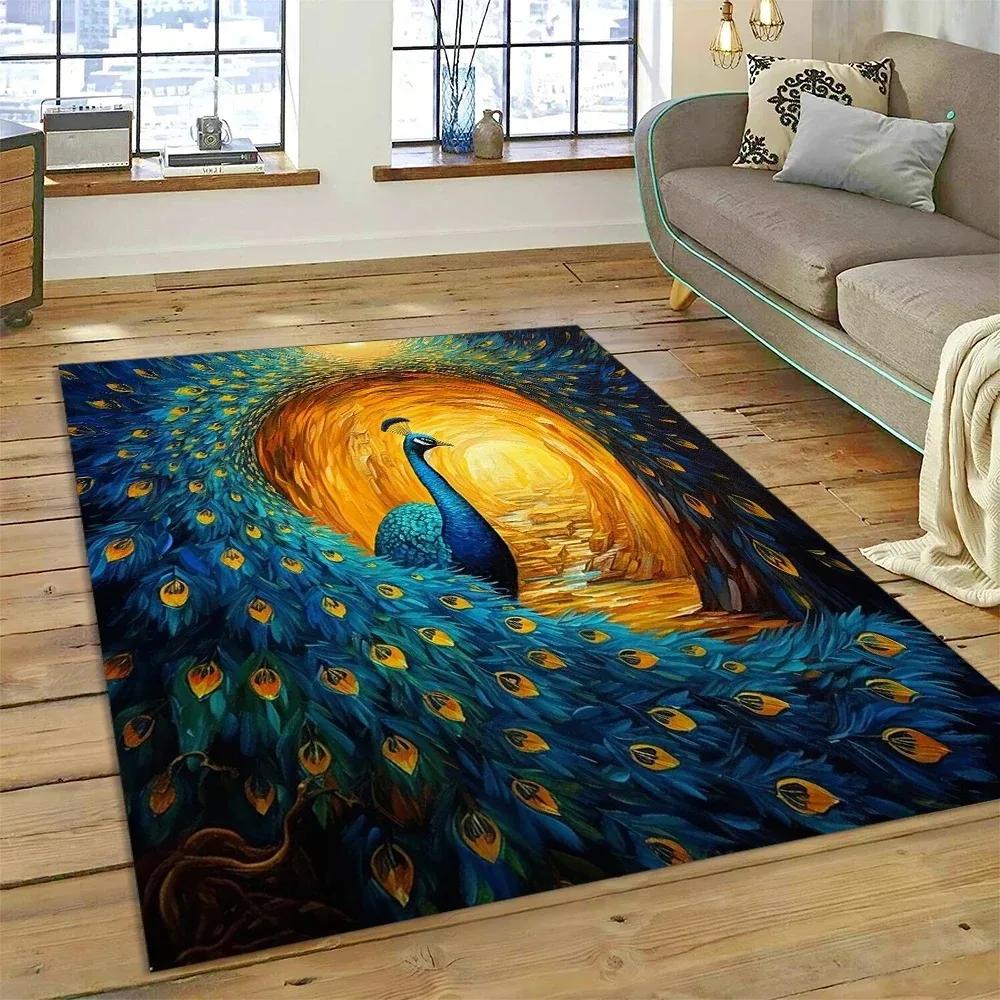 Uroczy Senny Ptak Papuga Paw Dywan Dekoracja Salonu Łazienki Dywanik Można Prać Mechanicznie Mata Antypoślizgowa Mata Podłogowa Wycieraczka Wejściowa