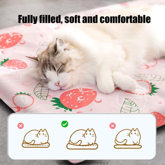 Pet Cooling Pad Strawberry Pattern Self Cooling Pet Bed for Cats And Small Dogs Summer Pet Mat for Kennel Crates Sofa Floor