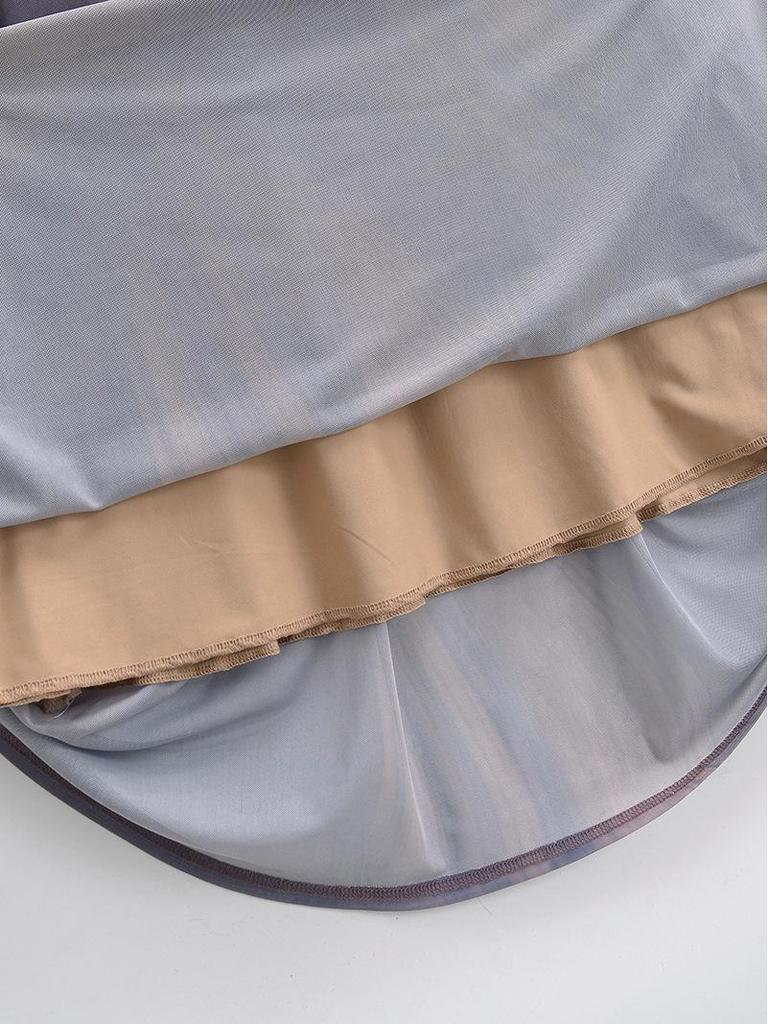 French Elegant Color Block Pleated Off-Shoulder Slip Dress for Women - 2025 Vacation Style