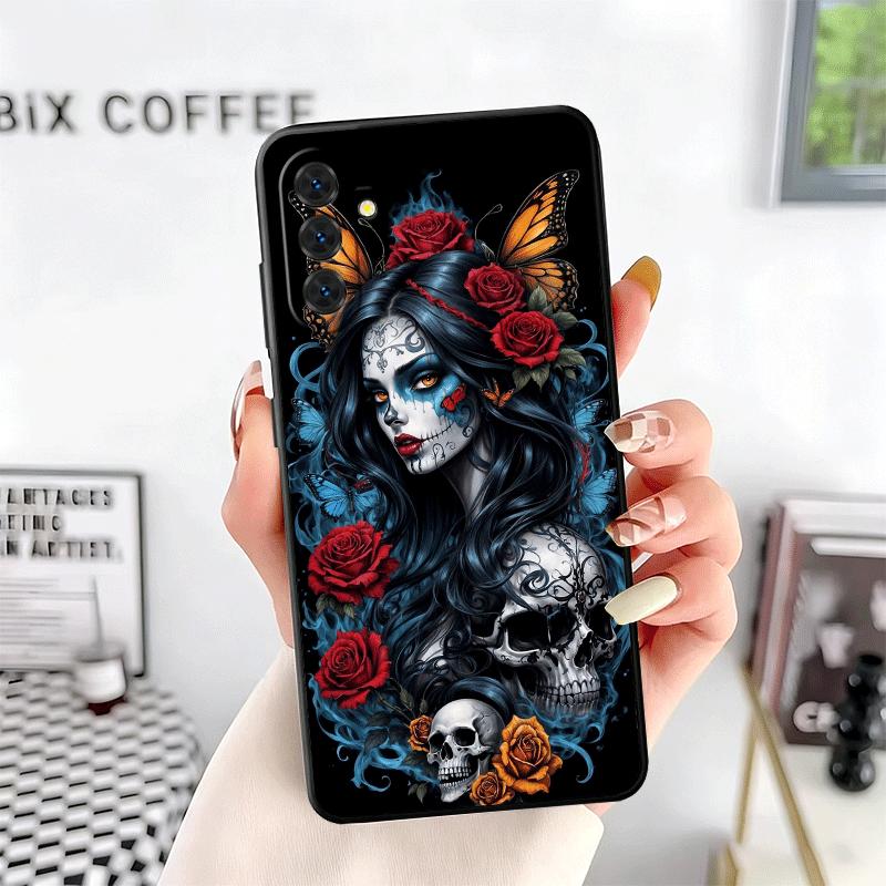 

Catrina Beautiful Rose Girl Skull Soft Phone Case for Samsung A17 A37 A57 A16 A26 A36 A56 A15 A25 A35 A55 A14 A24 A34 A54 A13 A2 Samsung A32 4G