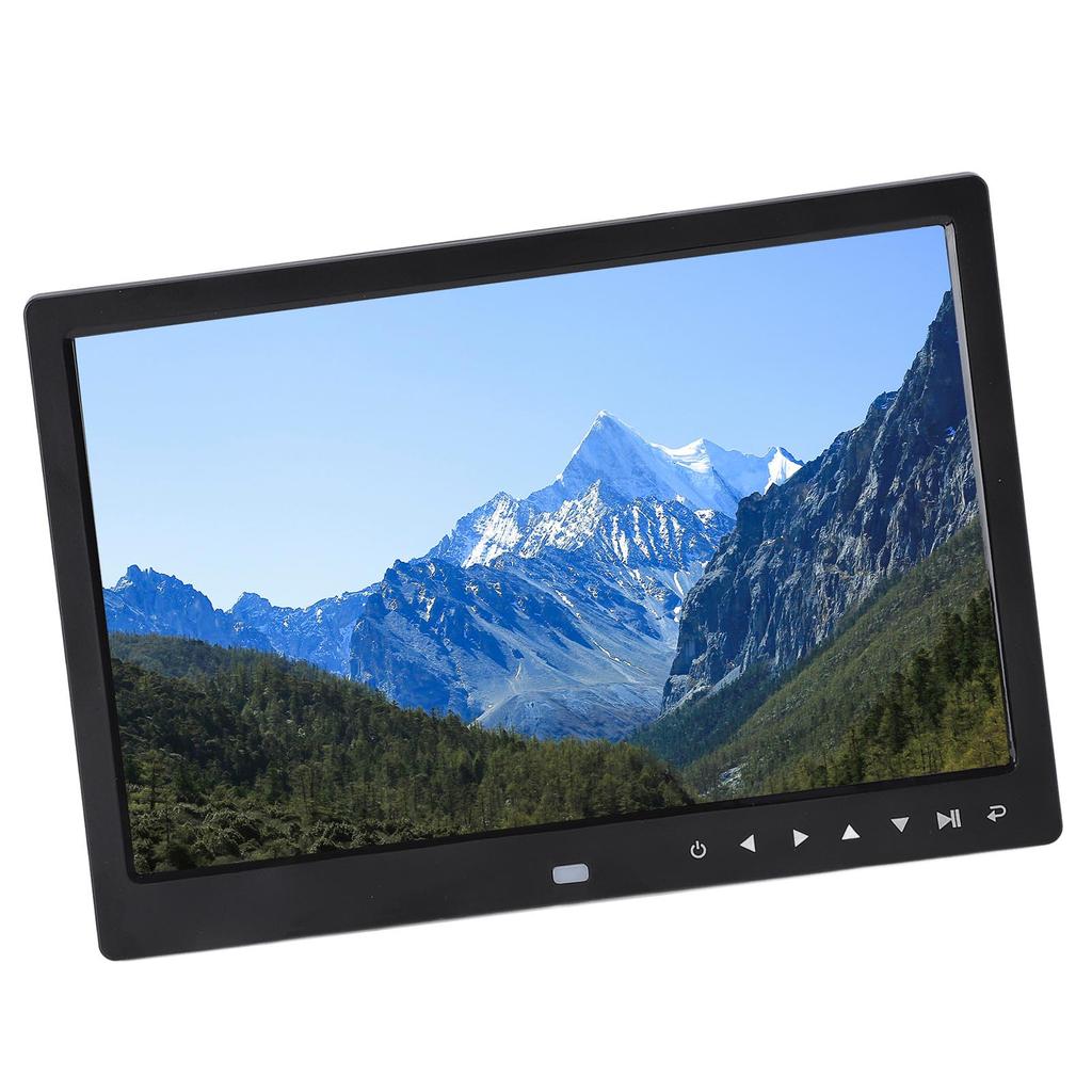 Digital Picture Frame 12in USB HD Load Photo Video From Phone Multi Function Advertising Machine with Speaker Black EU