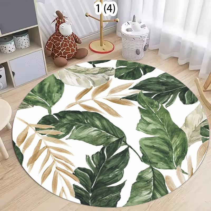 Pflanze Runder Teppich Monstera Palmenblatt Muster Rutschfest Dekorativer Teppich Warm Bequem Fußmatte für Wohnzimmer Schlafzimmer
