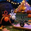 Halloween Backpacks Charm Pumpkin Bell Keychain, Hollow Head Key Ring Decorative Keychain with Ribbon Bow, for Holiday Party Decoration Bow