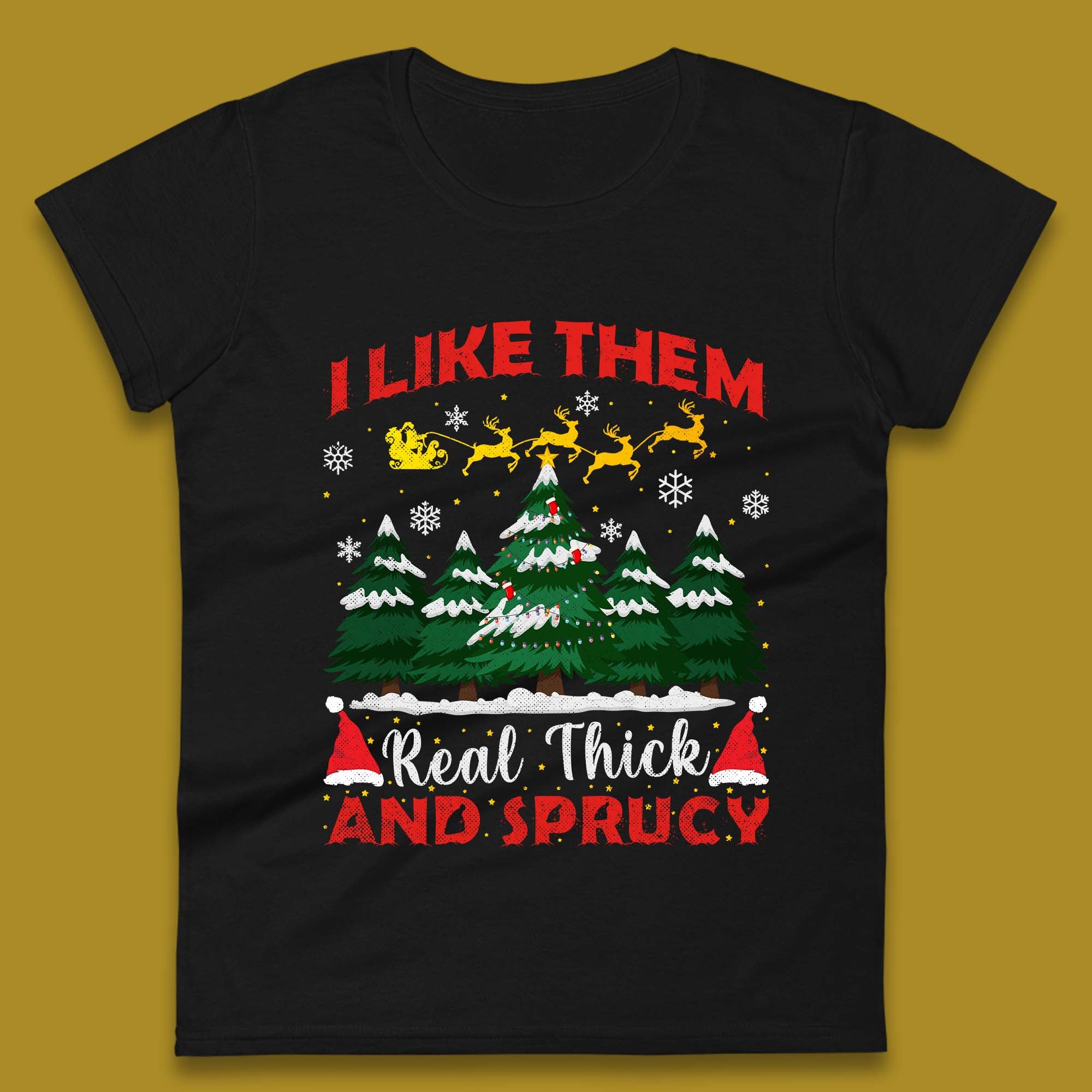 

Sprucy Christmas Womens T-Shirt Mens Tops Tees Unisex 4XL