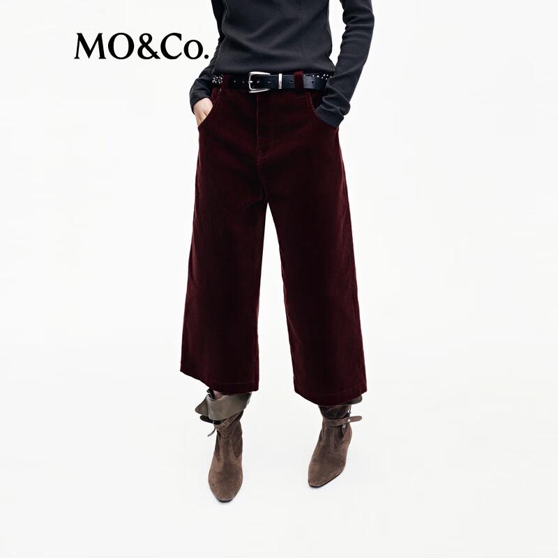 MO&Co. Women's Corduroy Cropped Wide-Leg Trousers