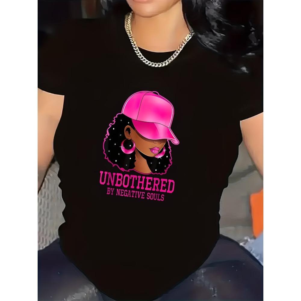 

T-Shirt for Women, Unbothered Graphic Design for Casual Wear in Living Room Comfortable Fabric Y2k Accessories XL