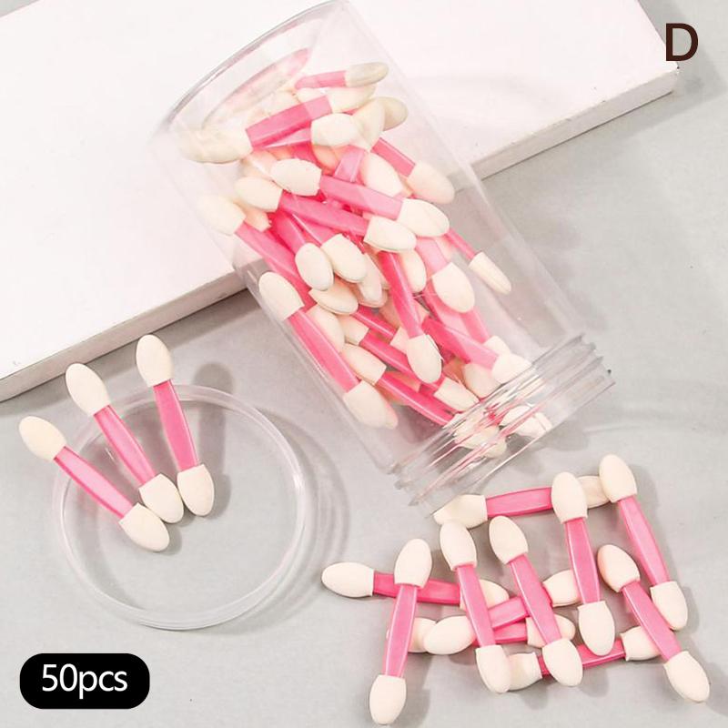 50pcs Eye Shadow Sponge Applicators Disposable Double Tip Eyeliner Brush Set Soft Material for Festival and Travel