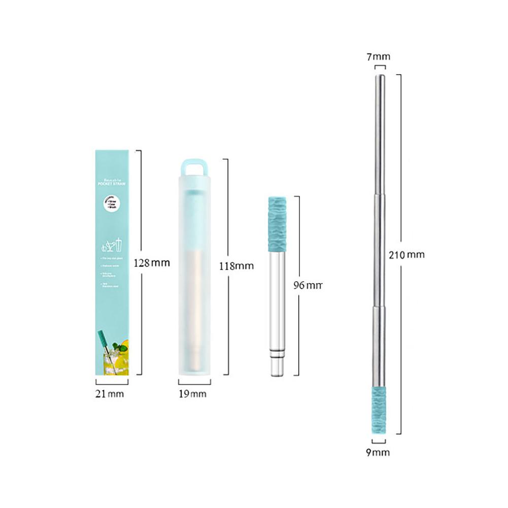 304 Stainless Steel Reusable Drinking Straws Portable Metal Straws with Case Pocket Drinking Straws with Cleaning Brush for Home