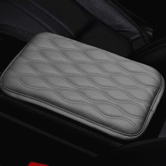 Grey PU Leather Car Armrest Pad Cover for Auto Center Console Box Cushion Mat
