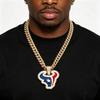 Hip Hop Houston Texans Anhänger Halskette Vergoldete Gliederkette Strasssteine Schmuck