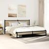 VidaXL Metal Bed Frames with Sonoma Oak Headboard 180x200 Cm, Double Bed, Bedroom Furniture, Bed 3301391