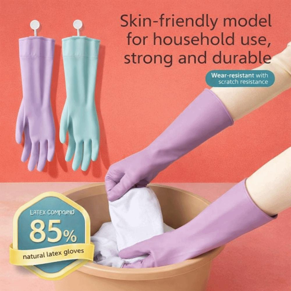 Non-slip Grip Rubber Glove with Cotton Liner Waterproof Gloves  For Kitchen Bathroom Cleaning