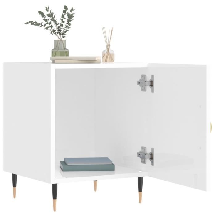 VidaXL Tables de chevet 2 pcs blanc brillant 40x40x50 cm 827521