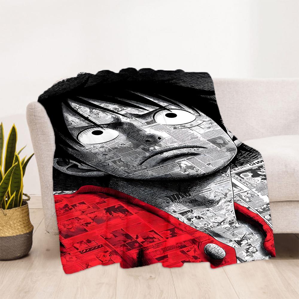 1PC One Piece Luffy Outdoor Flannel Throw Blanket - HD Printed Lightweight Soft Warm All-Season Blanket for Sofa, Bed, Travel - Machine Washable077