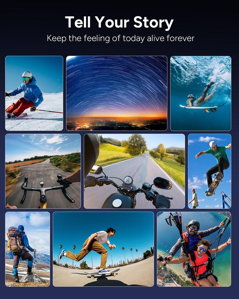SJ6 Ultra Action Camera 4K 20MP Dual Display Lens Image Stabilization Dual Touchscreen 77g Lightweight Design Voice Control Portrait Shooting Dash Cam