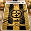 Flannel BlanketPittsburgh Steelers Custom Name Text Personalized Soft Warm Throw Blanket Home Decor Gift