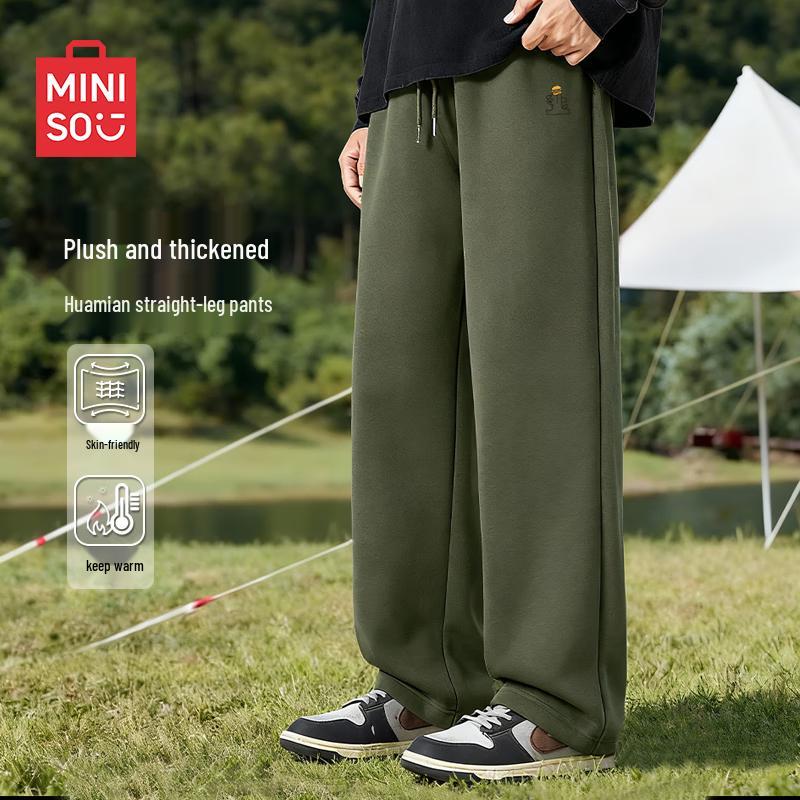MINISO Men's Winter Fleece-Lined Straight-Leg Pants