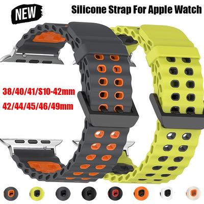 Silicone Strap for Apple Watch Ultra 3 49mm Band Breathable Bracelet for iWatch Series 11 10 42 46mm 9 8 7 6 SE 45mm 44mm Strap
