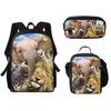 Klassisch Neuheit Lustig Cool Elefant Tiere 3D Druck 3 Stück/Set Schüler Schultaschen Laptop Tagesrucksack Rucksack Brottasche Federmäppchen