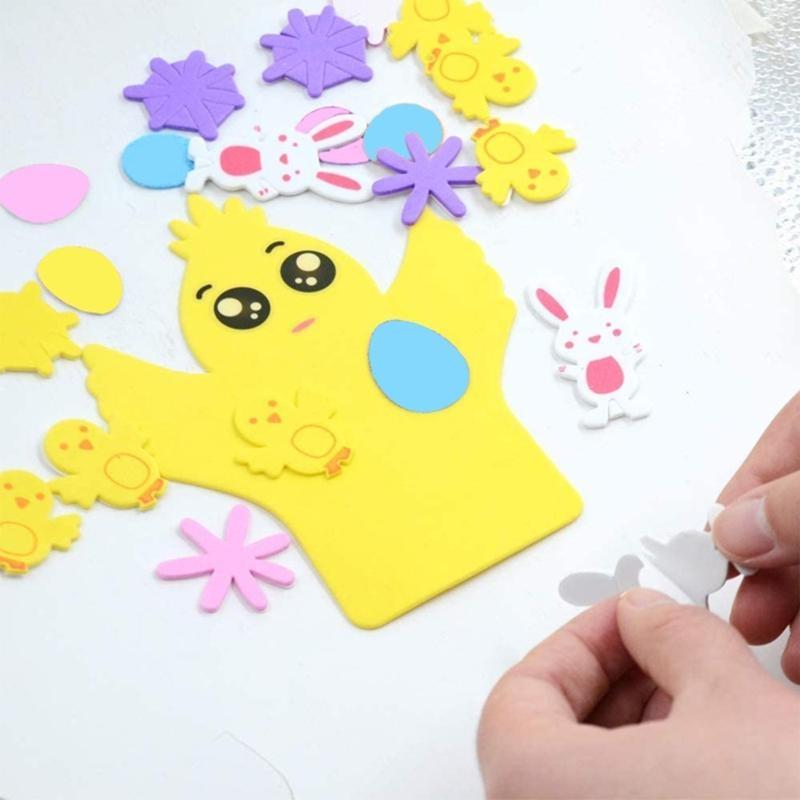 Easter EVA Foam Handmade Making Colorful Painted Easter Stickers for Kindergarten Students DIY Crafts Creation Educational