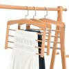 1Pc Premium Space-Saving Multi-Tier Wooden Pants Hanger - Durable Composite Wood Organizer For Ties, Scarves & More