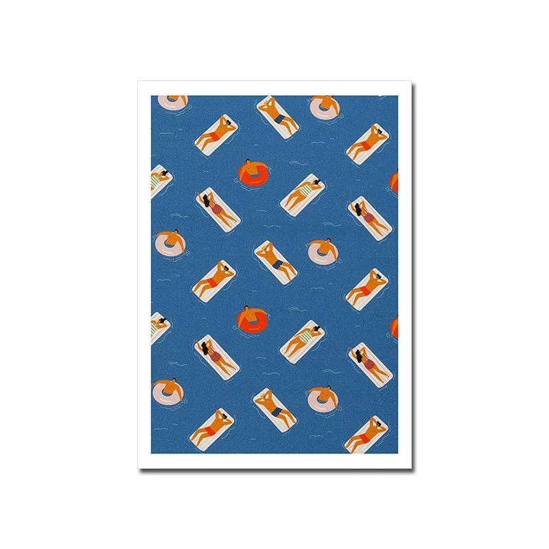 

Summer Sea Swim Poster Open-Water Pool Canvas Painting Abstract Diving Whale Art Print Minimalist Wall Picture Living Room Decor 21x30cm No Framed