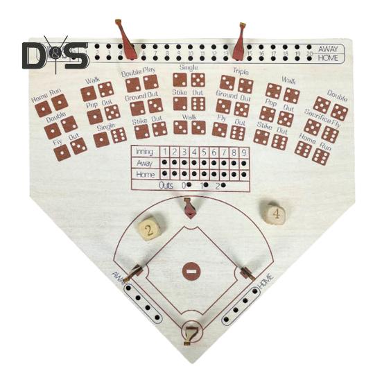 

1 комплект игровых костей для бейсбола, деревянная настольная игровая доска для бейсбола с кубиками, набор игровых костей для бейсбола для домашней вечеринки, ночных путешествий 1 Set