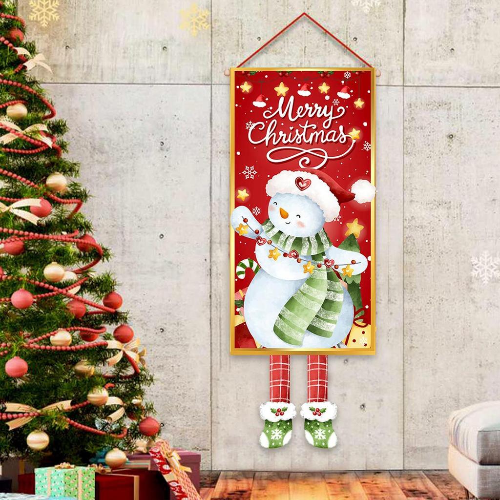 Christmas Door Decorations Party Supplies Photography Background Snowman Family Front Door Banner For Home Kitchen Garden Patio