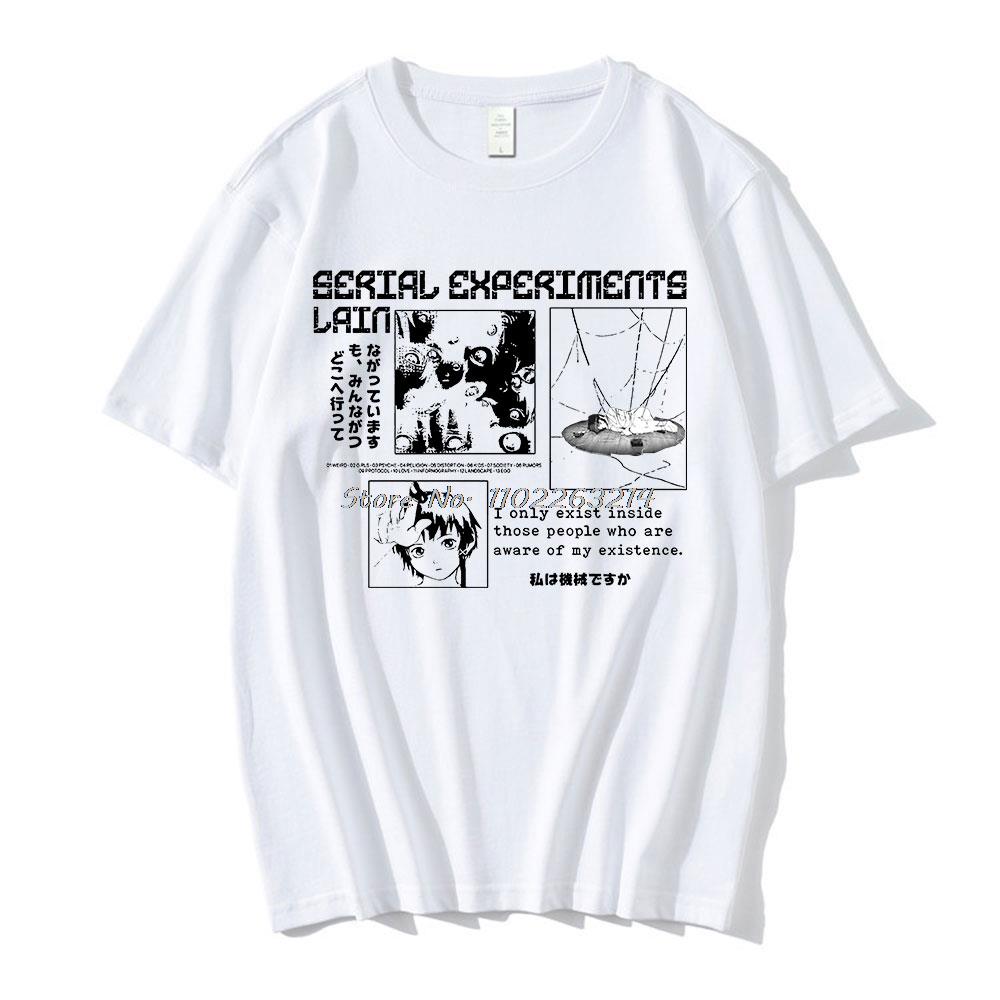 Serial Experiments Lain Anime T-shirt Japanese Manga New Harajuku TShirt Cartoon Funny Short Sleeve Cotton Tops T Shirt