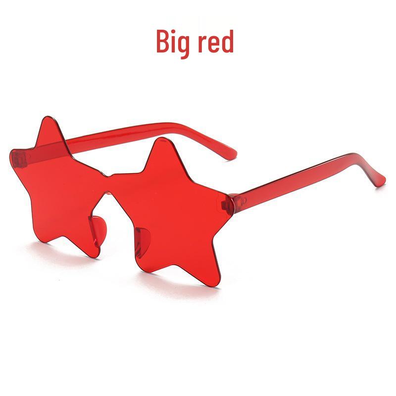 Colorful Rimless Star Party Sunglasses: Fun One-Piece Design