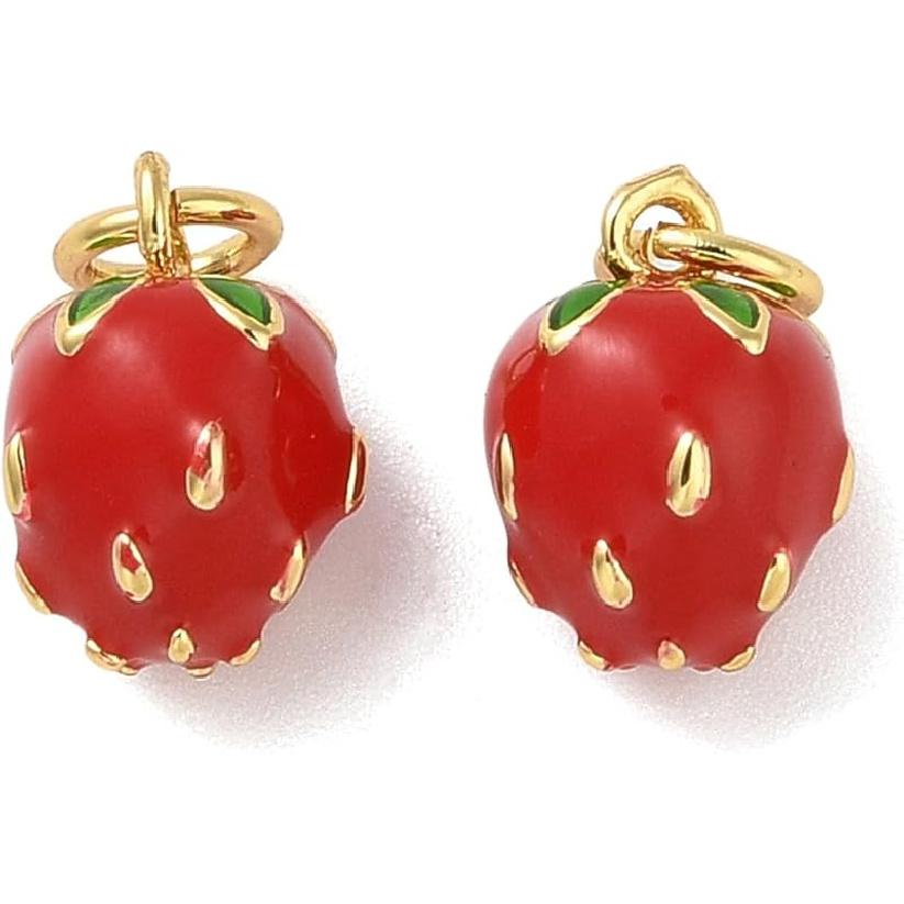 LiQunSweet 20 pcs 10 Styles Vegetable and Fruit Enamel Charms Watermelon Strawberry Banana Carrot Charms for DIY Jewelry Bracelet Necklace Earring