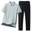 Men's Summer Quick-Dry Ice Silk Running Suit: Polo Shirt & Shorts for Middle-Aged and Elderly